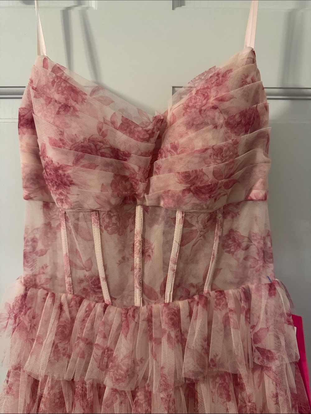 Pink Floral Ruffled Maxi Dress - Picture 2 of 5